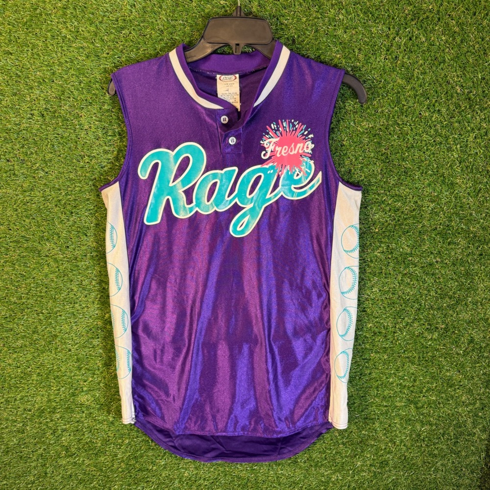 Vintage‎ Bike Fresno Rage Softball Jersey Purple Sleeveless Shirt M 2000s #16